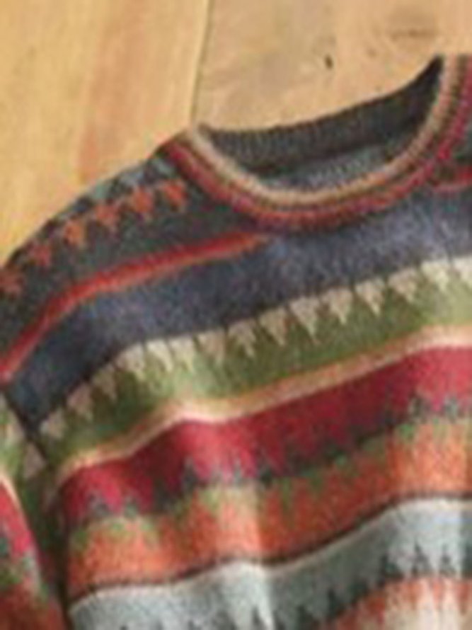 Women Color Long Sleeve Tribal Sweaters