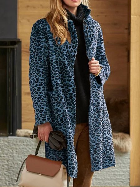 Velvet Leopard Print Elegant Coat