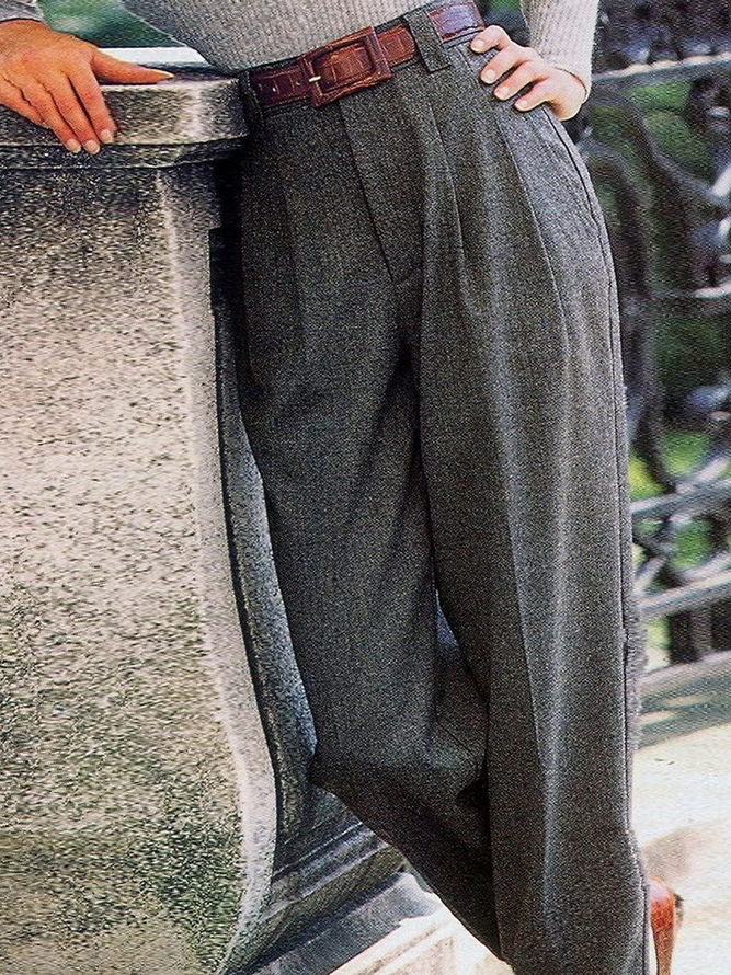 Casual Plain Tweed Pants