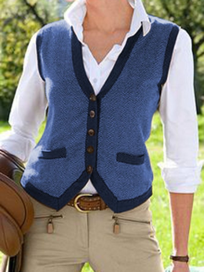 Khaki Vintage Buttoned Cotton-Blend Vest