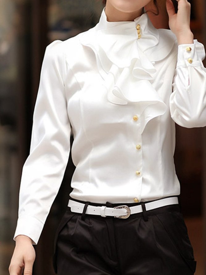 Women Ruffled Crew Neck Solid Elegant blouse