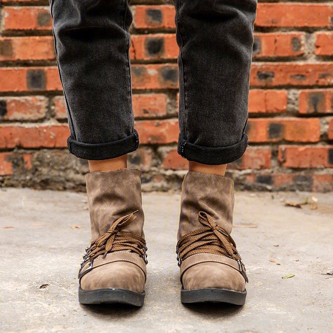 lace up flat heel boots
