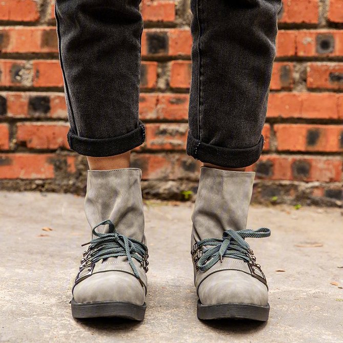 lace up flat heel boots