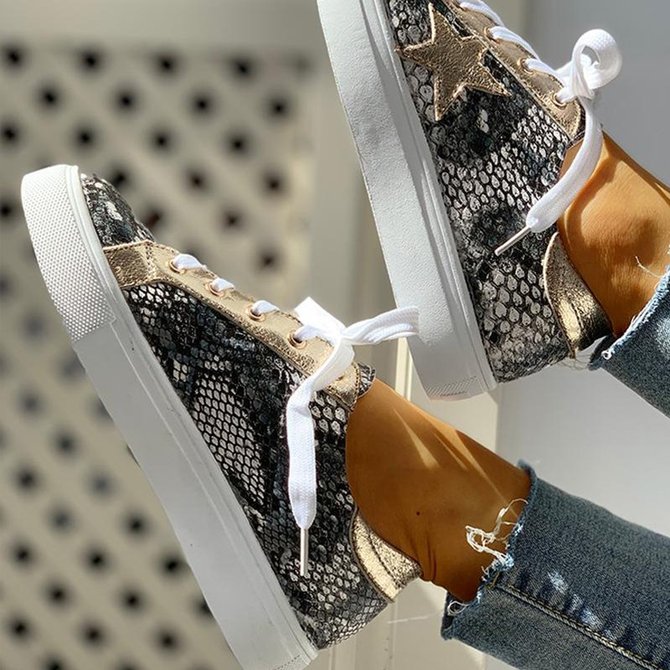 black and white snakeskin flats