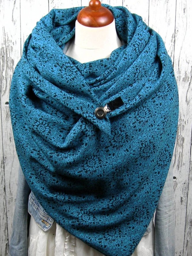 Blue Casual Floral Scarves