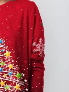 Red Holiday Cotton-Blend Christmas Top
