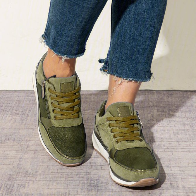 All Season Faux Leather Sneakers With Zippers