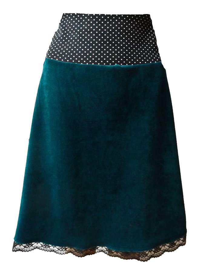 Deep Green Vintage Plain Skirt