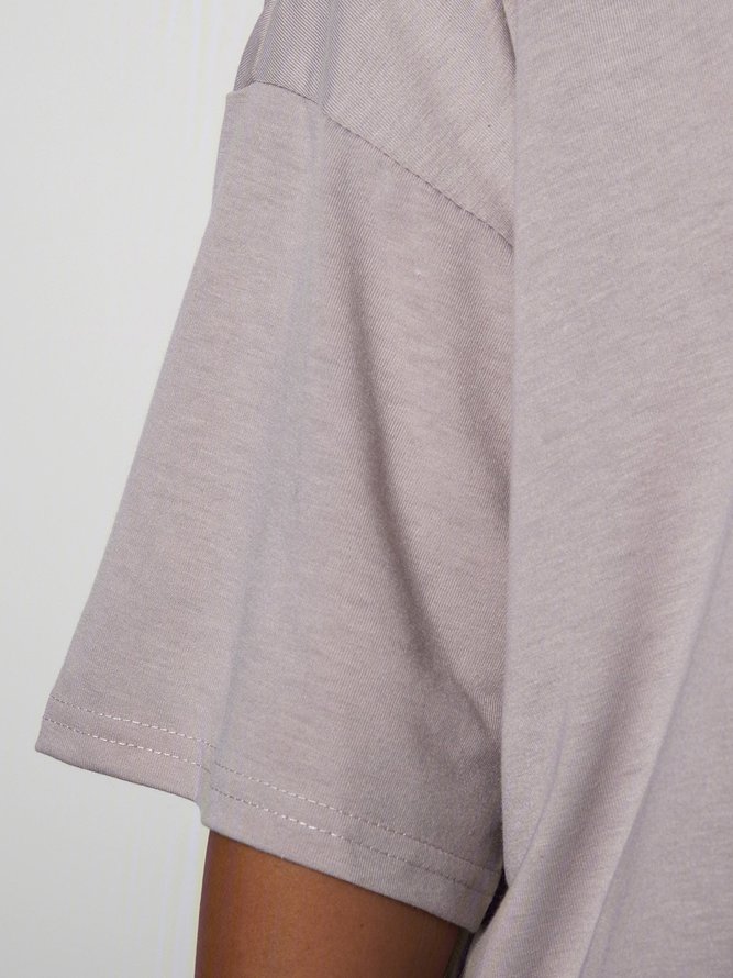 Summer Basic Short Sleeve Cotton Solid V Neck T Shirt Tee