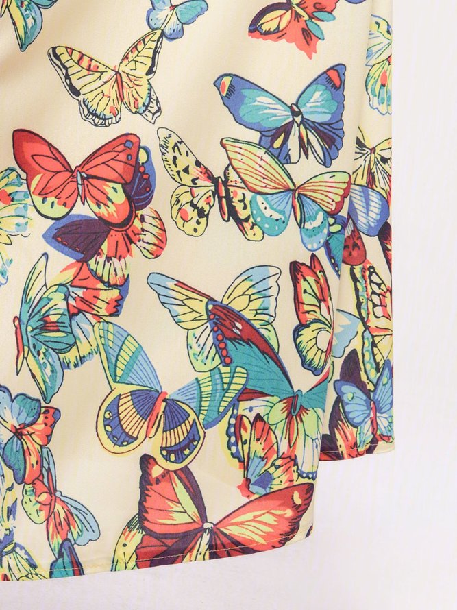 butterfly printed maxi shift dress
