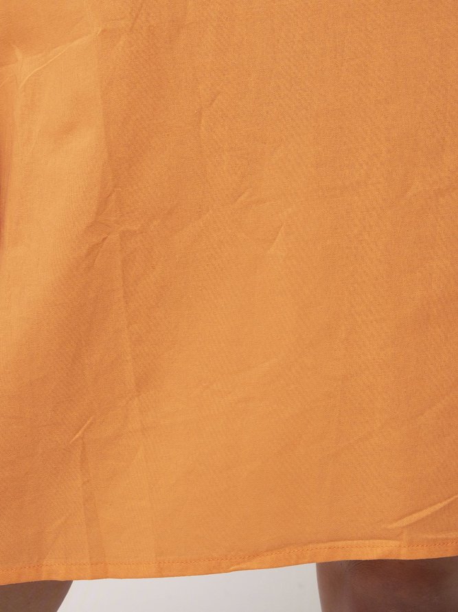 Casual Cotton-Blend V-Neck Short Sleeve Dress