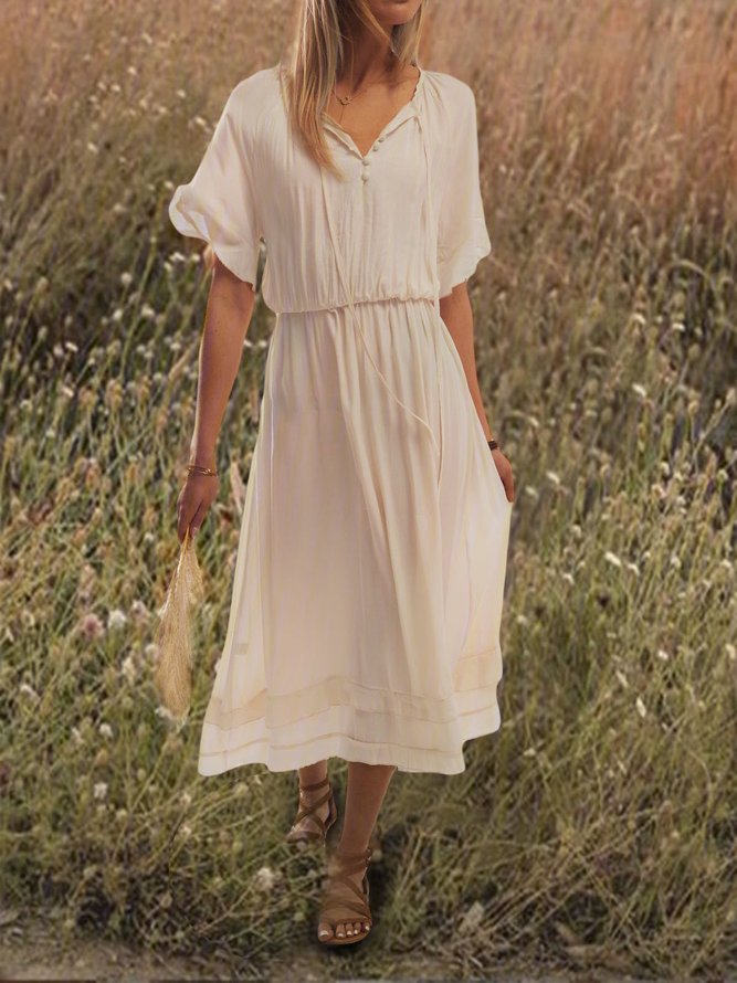 Beige frill sleeve women summer maxi dresses clearance