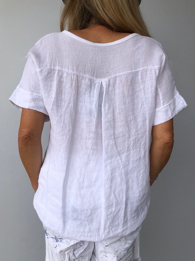 Summer Solid Short Sleeve Casual Top