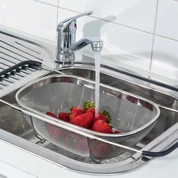 Stainless Steel Sink Telescopic Wash Vegetable Basket Colander Strainer Draining