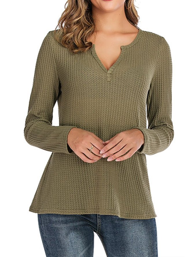 Embossed Long Sleeve Casual Shift Top