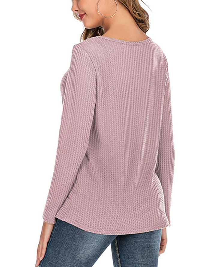 Embossed Long Sleeve Casual Shift Top