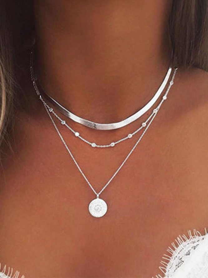 Simple Multi-layered Lotus Pendant Necklace