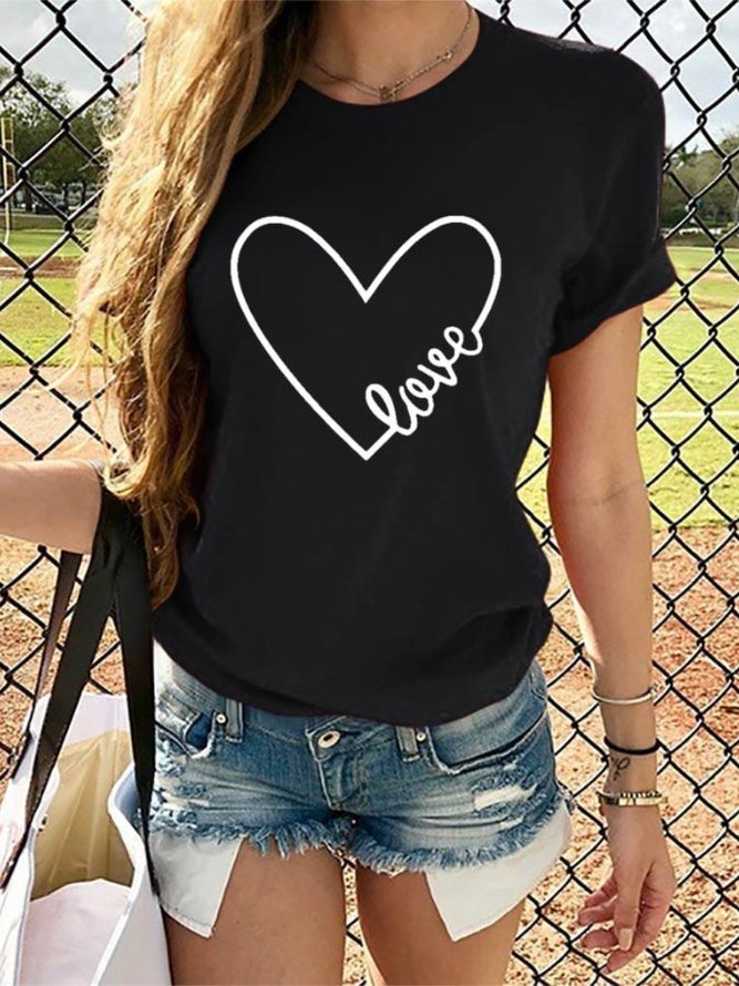 Printed Tee Modal Short Sleeve Heart T-Top