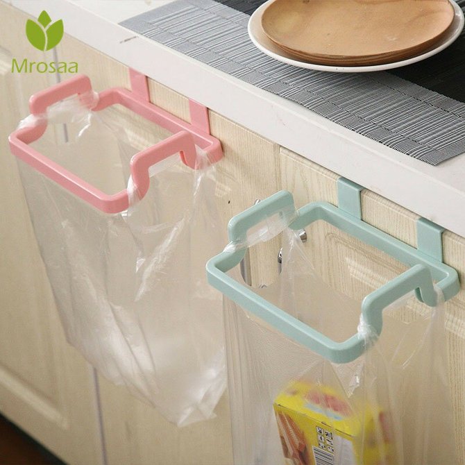 Towel Shelf Holders Cupboard Bag Clips Door Back Trash Rack Storage
