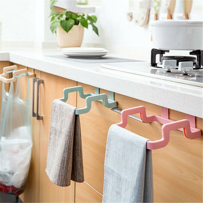 Towel Shelf Holders Cupboard Bag Clips Door Back Trash Rack Storage