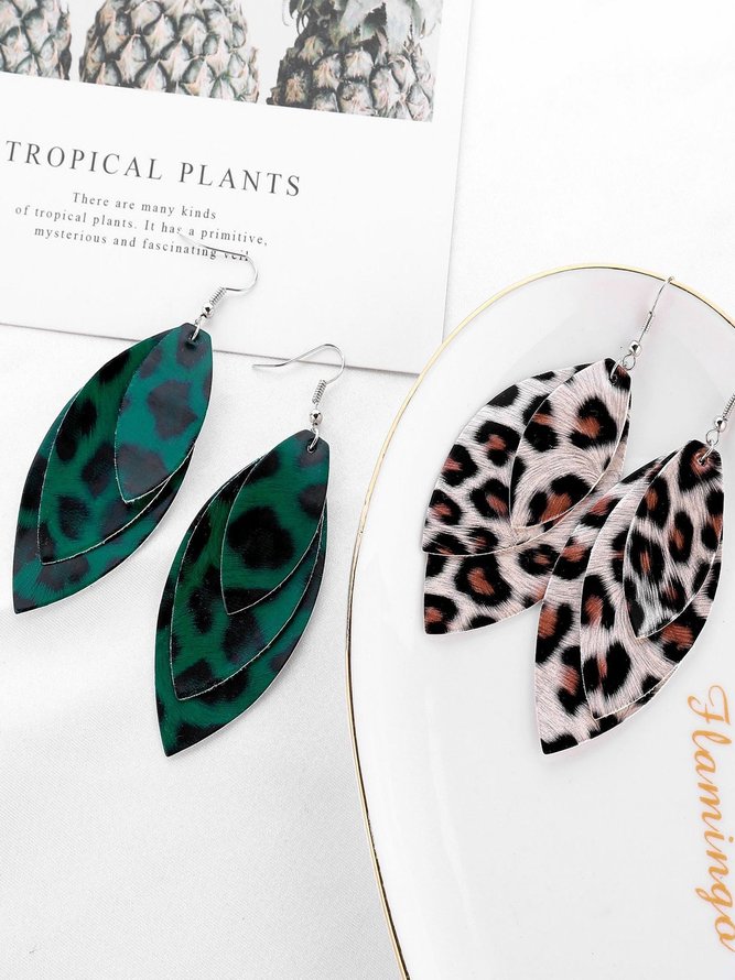 Vintage Women Leopard Printed Casual Earrings