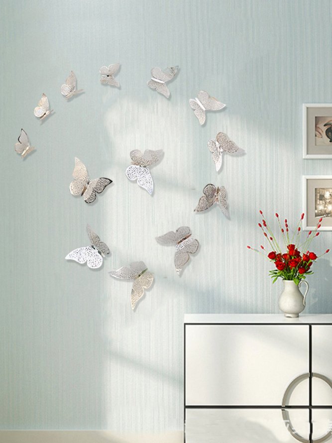 12pcs 3d Effect Paper Beautiful Butterflies Wall Sticker Home Decoration On the Wall