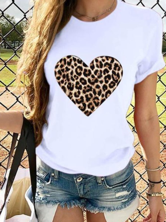 Short Sleeve Printed Round Neck Casual Top