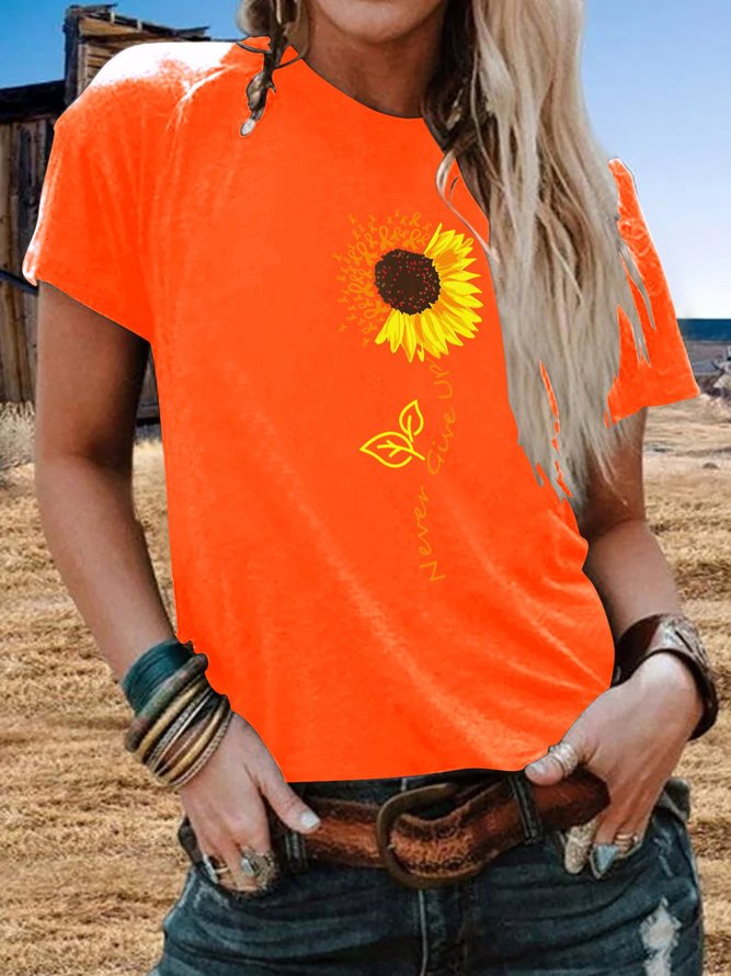 Printed Casual Crew Neck T-shirt