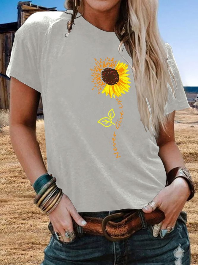 Printed Casual Crew Neck T-shirt