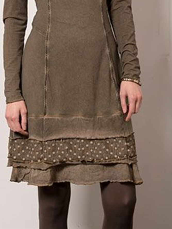Long Sleeve Cotton-Blend Knitting Dress