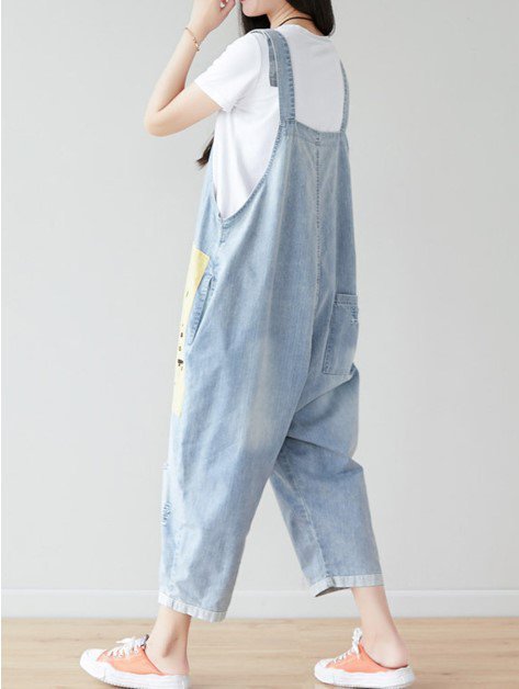 Cocoon Brushed Casual Letter Jumpsuit