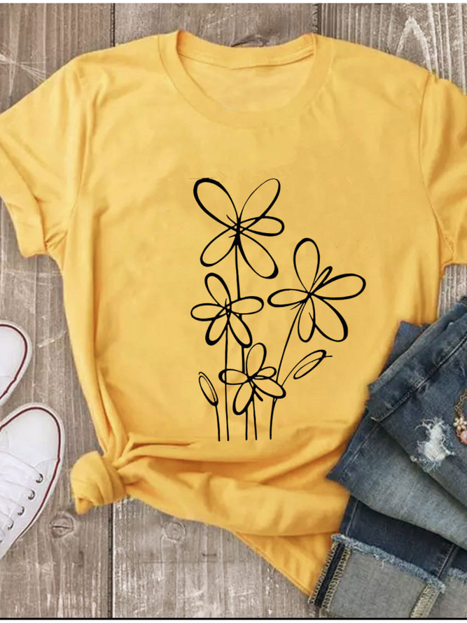 Crew Neck Cotton Short Sleeve Top