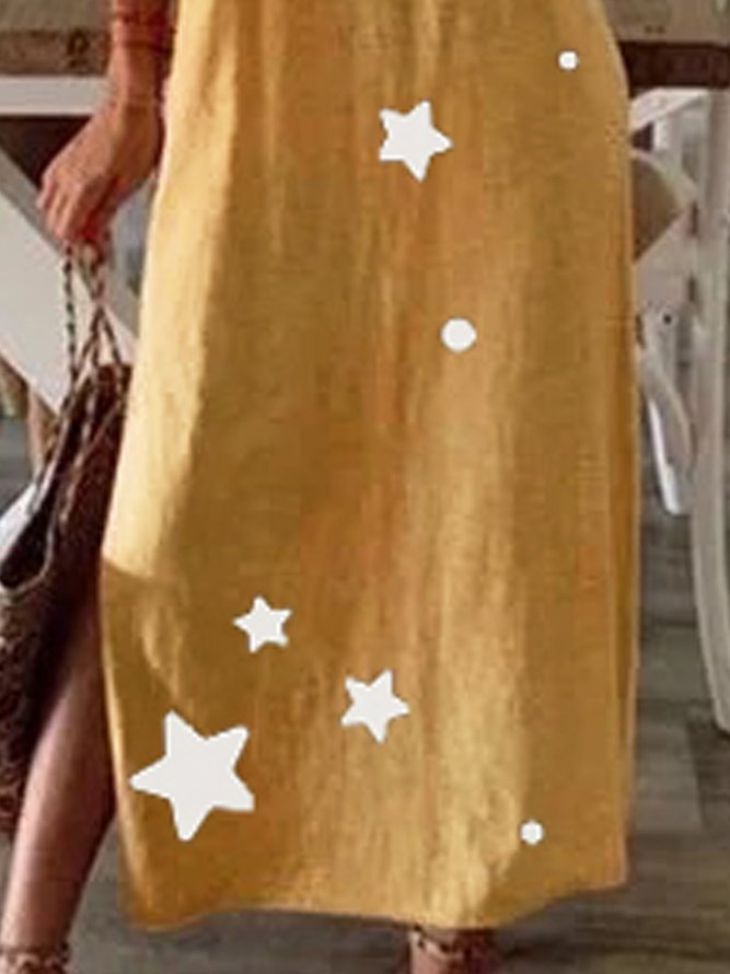 Star print loose casual dress