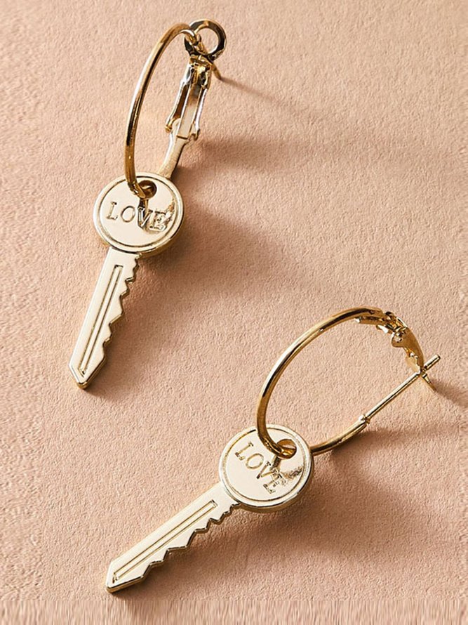 Mini Key Alloy Love Earrings