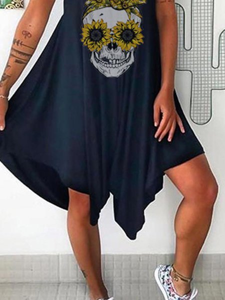Black Casual V Neck Knitting Dress