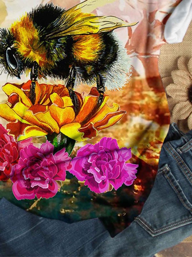 Fluffy Bumble Bee On A Orange Flower Bee T-shirt