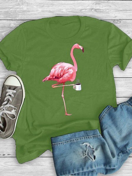 Printed Crew Neck Casual Short Sleeve Top