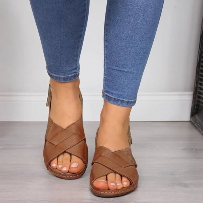 Women Casual Summer Daily Comfy Criss-Cross Wedge Sandals