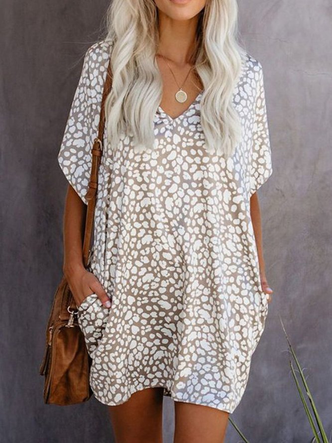 Holiday Shift Printed Short Sleeve Knitting Dress