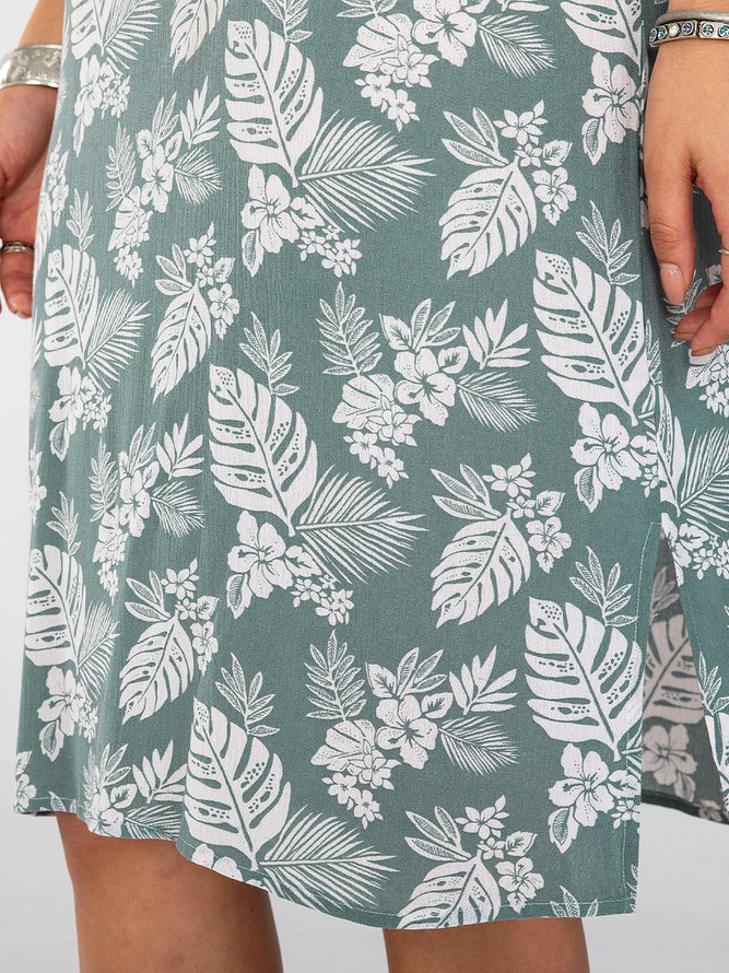Women Plants Chiffon Sexy Printed Weaving Dress