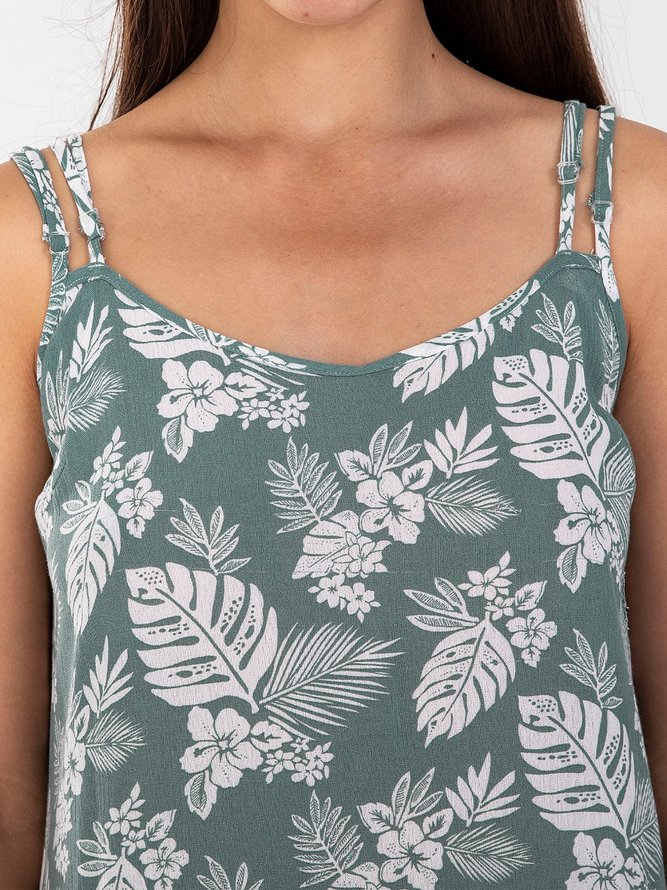 Women Plants Chiffon Sexy Printed Weaving Dress