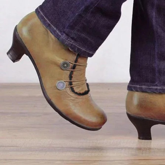 Women Leather Comfy Heel Shoes