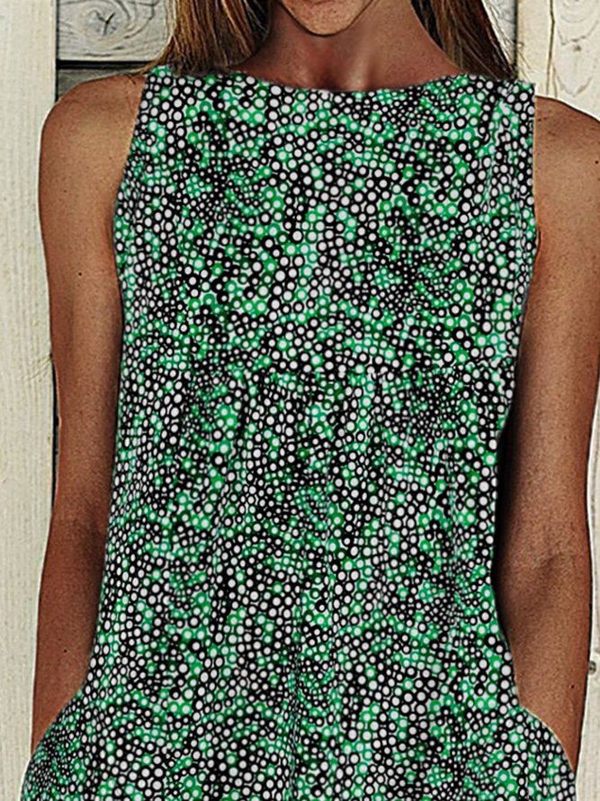 Sleeveless Summer Midi Dress Plus Size Pockets Dress