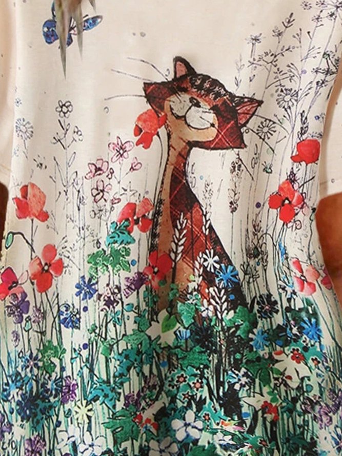 Floral Crew Neck Short Sleeve Top
