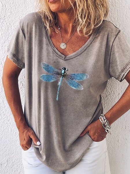 Cotton V Neck Casual T-shirt