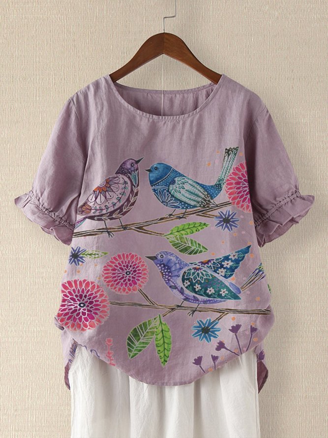 Violet Cotton-Blend Vintage T-shirt