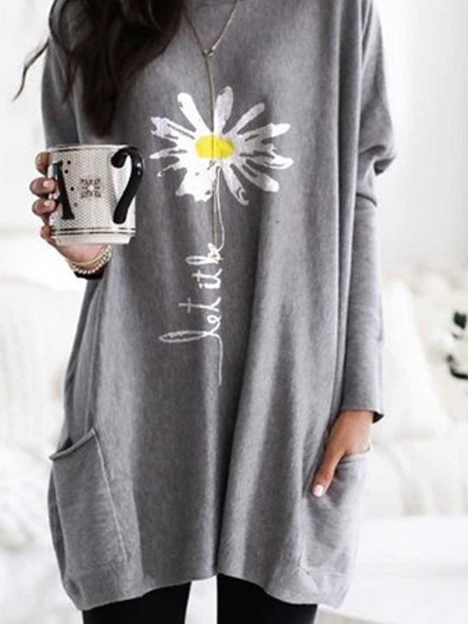 Loose Cotton Blends Long Sleeve Top