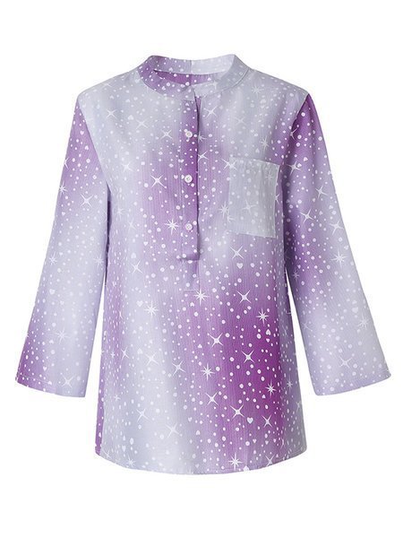 Long Sleeve Pockets Printed Shirt