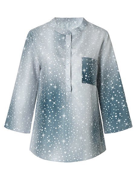 Long Sleeve Pockets Printed Shirt