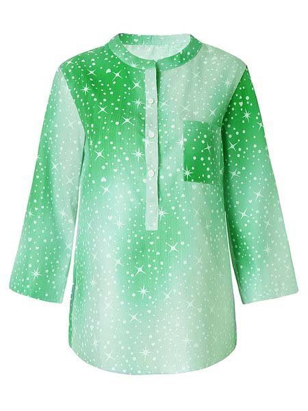 Long Sleeve Pockets Printed Shirt